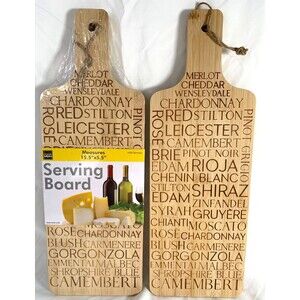 Bamboo Wine & Cheese Serving Board 15.5"X5.5"X.5" Adorned Wine Cheese Varietals
